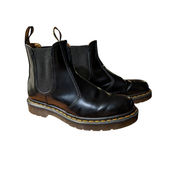 Dr. Martens 2976 Chelsea Leather Boot Sz 7  Women's (6 M) Black Yellow Stitch - Picture 2 of 10
